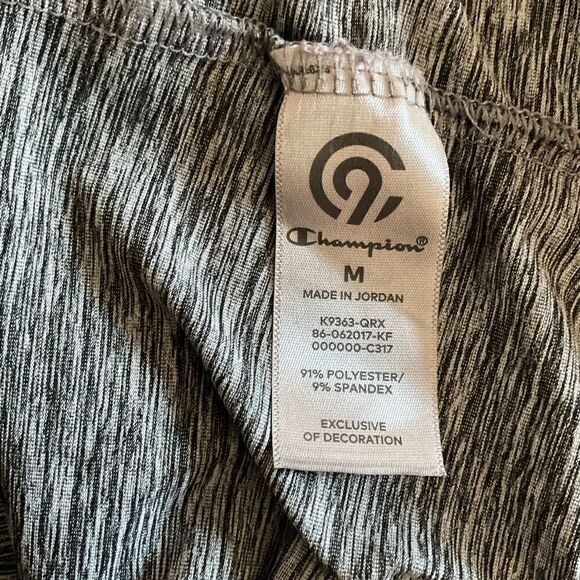 Champion Top Athletic Racerback Grey Black White Poly Spandex Blend Women Medium - Picture 4 of 9